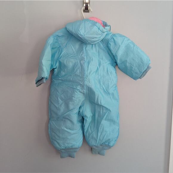 Vintage Girls Toddler Weather Tamer 18 Month Blue and Pink Baby Snowsuit 1980s - Picture 2 of 5